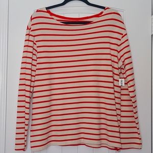 Old Navy Red and Cream Stripe Top Large
